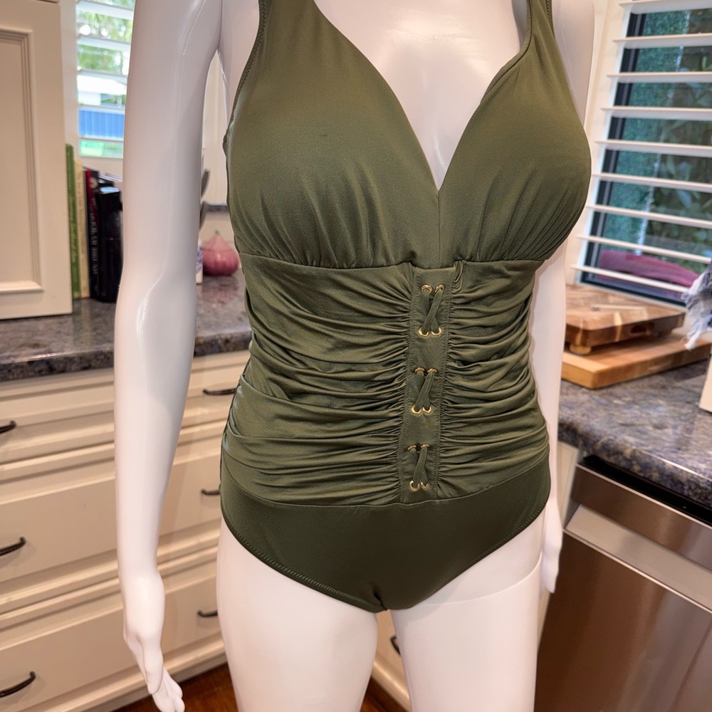 CALZEDONIA Olive Green One Piece Swimsuit